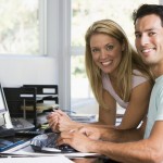 Couple working at computer